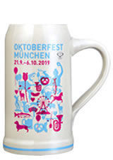 Oktoberfestkrug 2019 - Wiesnkrug aus Stein - Bierkrug ohne Zinndeckel - Bavarian stein (beer mug)